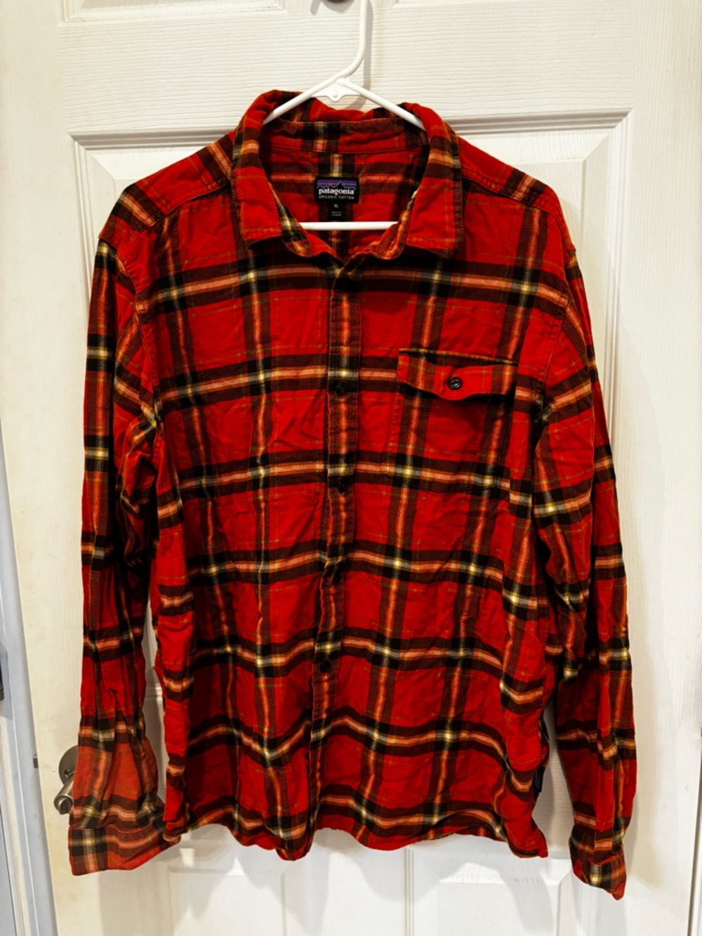 Patagonia Orange‎ Red Plaid Organic Cotton  Button Down Shirt